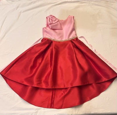 Vestido formal de Natal vermelho e rosa edições raras com bainha alta/baixa, tamanho 6X - Imagem 1 de 4