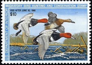 Estampilla de pato federal de Estados Unidos Scott #RW54 MNH OG XF 10,00 1987 CV 17,50 - Imagen 1 de 2