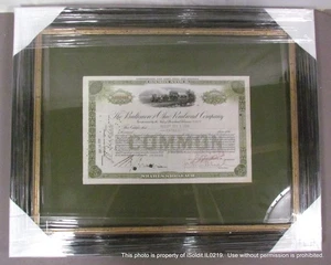 FRAMED ANTIQUE BALTIMORE AND OHIO RAILROAD COMPANY STOCK CERT. c1929 15 Shares - Picture 1 of 5