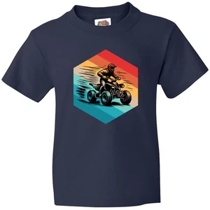 Inktastic Four Wheeling ATV Off Roading Retro Youth T-Shirt Mudding Road Vintage - Picture 1 of 7