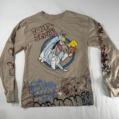Tom & Jerry Cartoon T-Shirt All Over Print Graphic Size S (34-36) Long Sleeve - Image 1 of 4