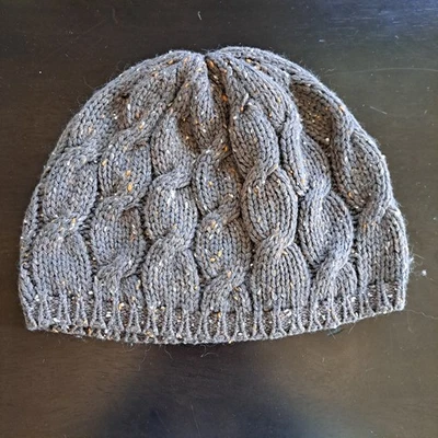 Gorro gorro tejido con cable marrón grisáceo vintage mezcla lana hecho en Hong Kong Foto 1 de 4