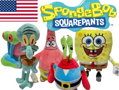 Pantalones cuadrados de peluche GRANDES rellenos Bob Esponja / Patricio / Cangrejo / Calamardo (12"-15") Foto 1 de 4
