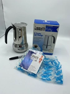 New 6 Cup Bialetti Kitty Stainless Steel Stovetop Espresso/Moka Pot Coffee Maker - Picture 1 of 2