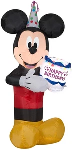 Gemmy 3,5 pies de alto inflable soplado por aire fiesta de cumpleaños Mickey Mouse con pastel - Imagen 1 de 6
