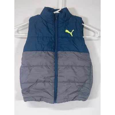 Chaleco Puma Niños XXS (3-4) Azul Gris Sin Mangas Cremallera Completa Puffer Foto 1 de 4