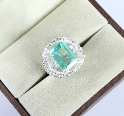 Naturale Bi Colore Parti Zaffiro 12.45 Carato Smeraldo Taglio Gemma Certificato - Immagine 1 di 4