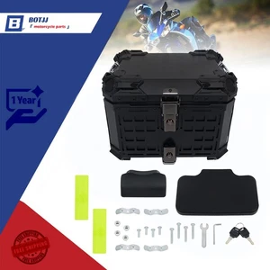 45L Black Motorcycle Top Case Trunk with Safety Lock Aluminum Alloy Universal US - Picture 1 of 18