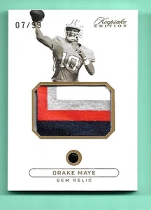 2024 Keepsake Sports Edition DRAKE MAYE Gemma Reliquia Toppa Multicolore 7/99 Patriots - Foto 1 di 2