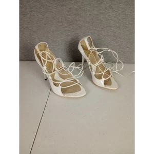 Hollywood Heels by Michael T Kaplan High Heel Shoes 8M White Open Toe Strappy - Picture 1 of 15