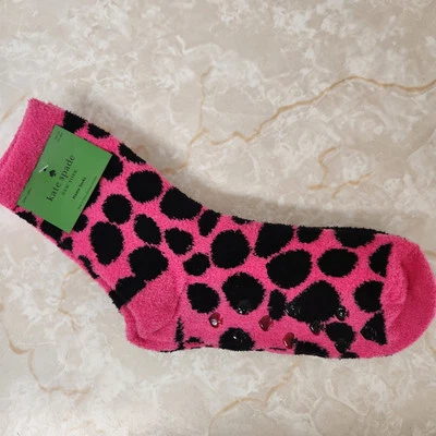 New Kate Spade New York Home Socks 2 Pairs Pink Black Non Slip - Image 1 of 4