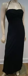 Maxi Vestido LA PERLA Hecho en Italia Negro Acanalado Busto Halter Sin Mangas Noche 46 - Imagen 1 de 9