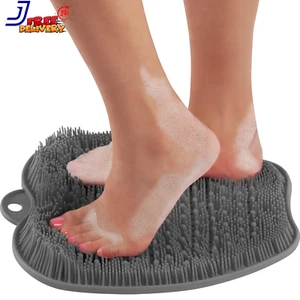 Premium Shower Foot Scrubber Non Slip Suction Cups for Smooth Exfoliation Grey - Picture 1 of 12