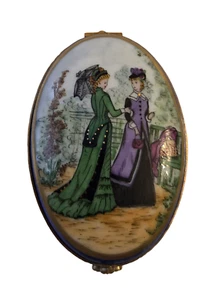 France Limoges Box Oval With Victorian Painting - Picture 1 of 6