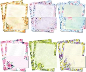 Stationary Writing Paper with Envelopes - Flora Stationery Set with Lined Letter - Picture 1 of 12
