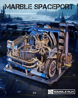 ROKR Electric 3D Wooden Puzzle Marble Run Marble Spaceport Toy Kids Adults Gifts - Image 1 of 4