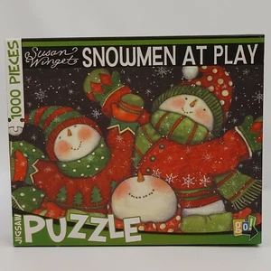 SNOWMEN AT PLAY Susan Winget Jigsaw Puzzle by Go Games 1000 pc. Christmas - Picture 1 of 6