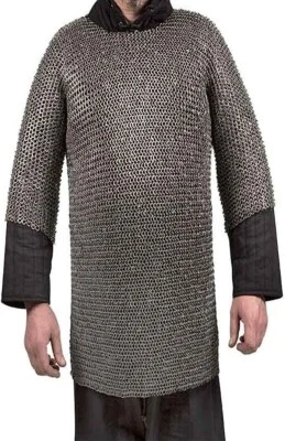 Camisa de cota de malla remachada anillo plano de acero de 9 mm Larp y recreación armadura de cota de cadena Foto 1 de 4