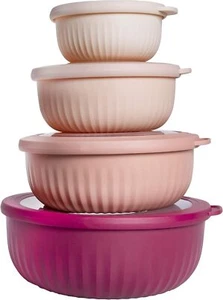 COOK WITH COLOR Prep Bowls with Lids- Wide and 8 Piece Set - Bowls, Rose - Picture 1 of 9