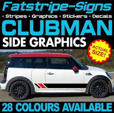 to fit MINI CLUBMAN GRAPHICS STRIPES DECALS STICKERS TURBO R55 F54 1.6 CLUBVAN - Immagine 1 di 2
