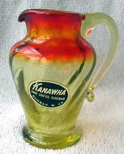 Vintage Kanawha Glas Amberina Krug appliziert - Griff TOP - Bild 1 von 4