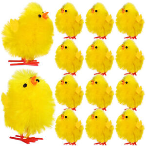  36 Pcs Easter Decoration Chick Chemical Fiber and Plastic Fuzzy Chicken Toy