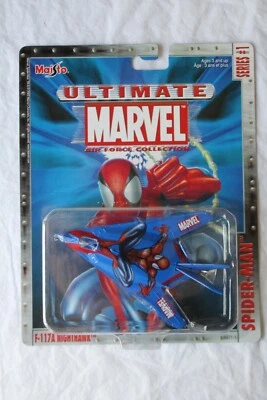 Maisto Marvel Series 1 Air Force SPIDER-MAN F-117A NIGHTHAWK Fighter Plane Jet  - Image 1 of 2