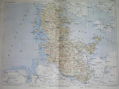 MAPA ORIGINAL RARO 1885 SCHLESWIG-HOLSTEIN ALEMANIA HAMBURGO KIEL FLENSBURG TONDERN Foto 1 de 4