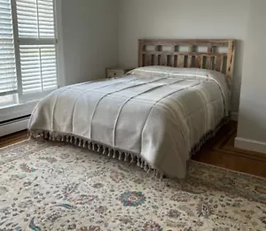 Hand loom Queen Size Cotton Bedspread From Oaxaca Mexico. Size 97” W X 107” L - Picture 1 of 7