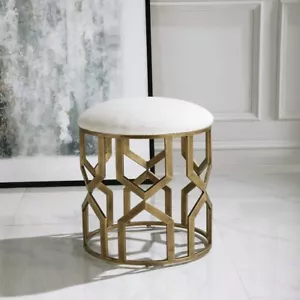 TRELLIS IRON ACCENT STOOL CUSHION STOOL UTTERMOST 23579 - Picture 1 of 3