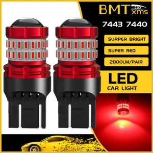 2x Red LED Brake Stop Tail Light Bulbs 7443 7444 for Honda Accord Civic Ram Ford - Picture 1 of 11