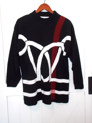 VTG Norton McNaughton Geometric Retro Sweater Women's Size M Shoulder Pads USA Foto 1 de 4