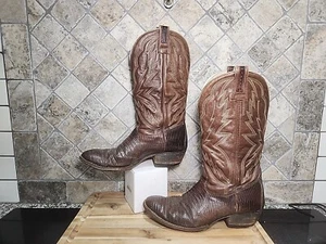 Vintage Houston Boots Snakeskin Western Cowboy Boots Men's Sz 9.5 D Leather - Picture 1 of 12