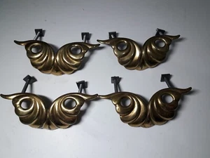 4 Maniglie in Ottone Art Dèco con perni - Armadio Comò Cassetto - Picture 1 of 2
