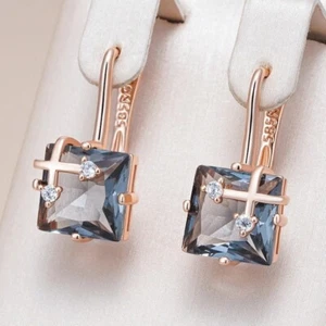 Grey Natürliche Zirkon Tropfen Ohrringe für Frauen Mode 585 Rose Gold Farbe - Bild 1 von 7