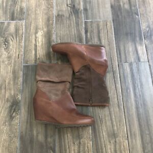 Cougar Fiddler Putty/ Taupe Suede Leather Wedge Waterproof Pull On Ankle Boots