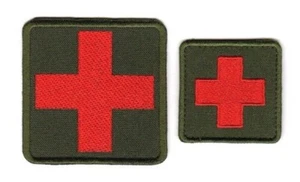 Medical Cross Patch Medic Olive Green Red Paramedic First Aid Military EMT Logo - Picture 1 of 1