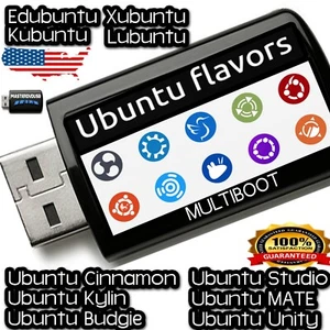 Ubuntu Flavors Multi-Boot USB 11-in-1 Live & Installer Latest Ver 24.04.2 - Picture 1 of 11