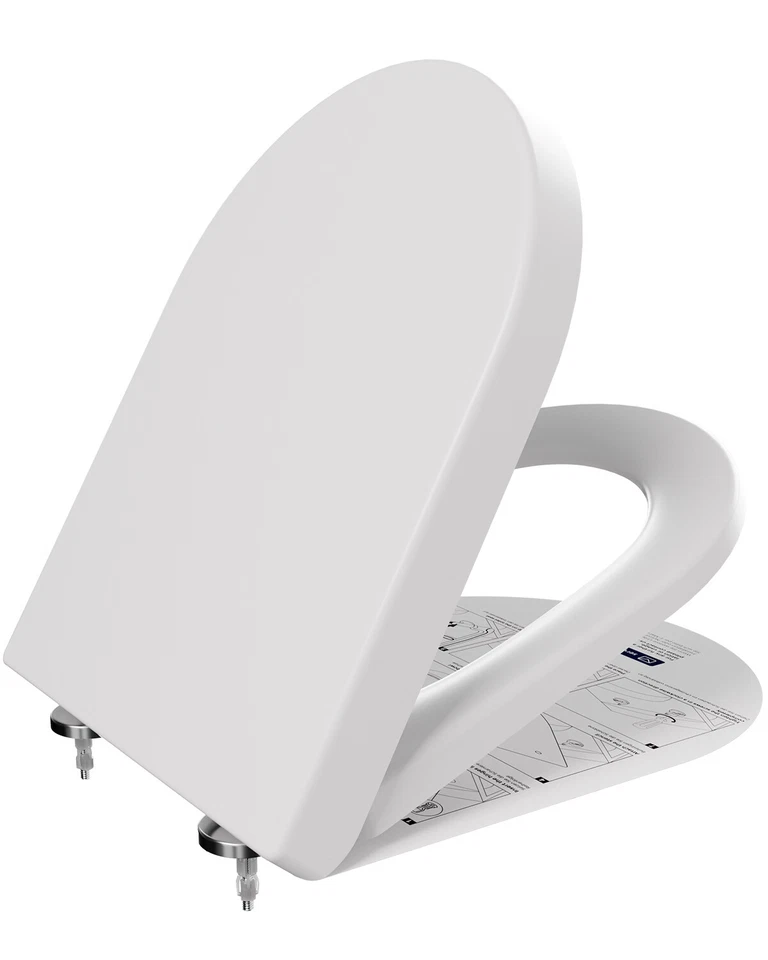 D-Form WC Sitz Toilettendeckel Klobrille Absenkautomatik Toilettensitz Klodeckel - Bild 1 von 4