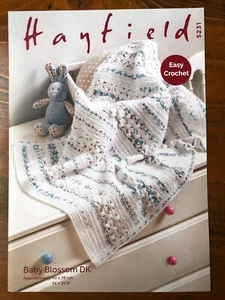 Hayfield 5231 crochet pattern baby DK easy make textured stripe blanket shawl - Picture 1 of 2