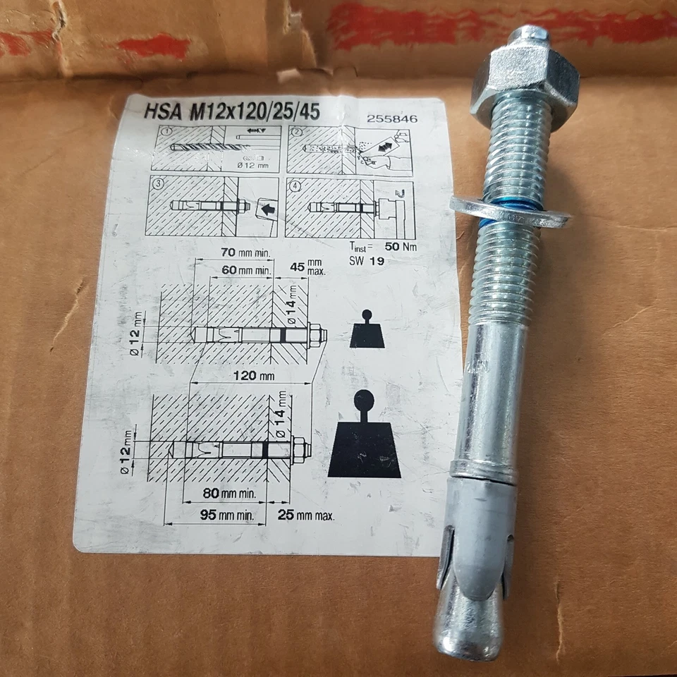 HILTI 1 PZ. Tassello acciaio espansione  HSA M12 X 120/25/45  ART.255846  - Immagine 1 di 1