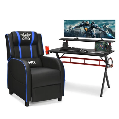 GOPLUS Gaming Desk & Chair Set 48" Computer Desk & Massage Recliner Chair