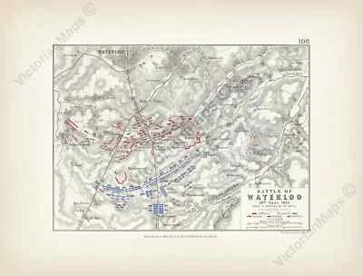 Battle of Waterloo plan 1 A K Johnston map Alison's Atlas 1850 art print poster - Image 1 of 4