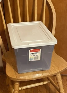 Rubbermaid Aufbewahrung #2222 Klar Blau Kunststoff Aufbewahrungsbox 16 x 11 x 9" Weißer Deckel EG - Bild 1 von 7