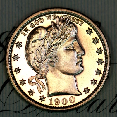 * 1900 ULTRA DCAM * PRISTINE++ GEM PROOF BARBER QUARTER * FROM COLLECTION - Image 1 of 3