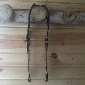 Exquisite, vintage, silver, 2 ear medium oil show headstall Sterling Overlay - Picture 1 of 8