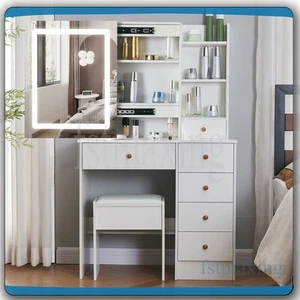 NEW Dressing Table Stool Set Touch-screen LED Mirror Drawers Makeup Vanity Desk - Picture 1 of 15