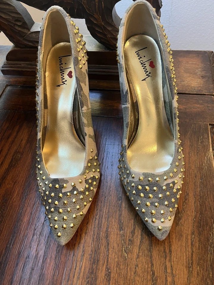 Tacones Luichiny camuflaje tachonados para mujer talla 8 textiles EE. UU.  Foto 1 de 4