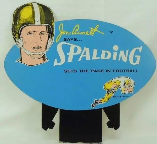 Letrero publicitario vintage de cartón de fútbol americano Spalding Standee 12x8 pulgadas de metal Foto 1 de 1