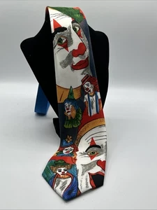Harris Lawrence "Clowns" Vintage Men's Necktie Colorful Neal Lawrence Neckwear - Picture 1 of 5
